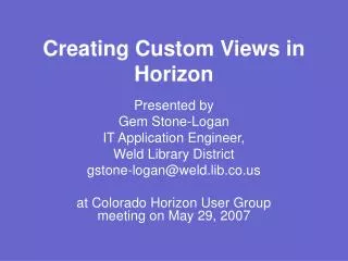 Creating Custom Views in Horizon