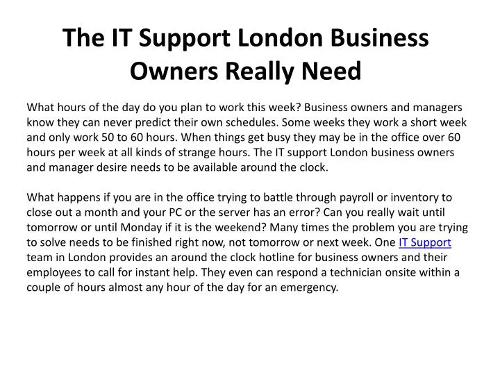 the it support london business owners really need