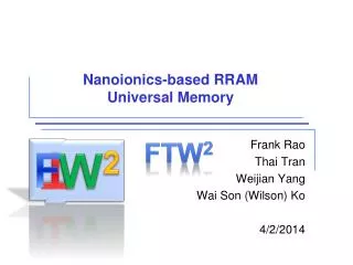 Nanoionics -based RRAM Universal Memory