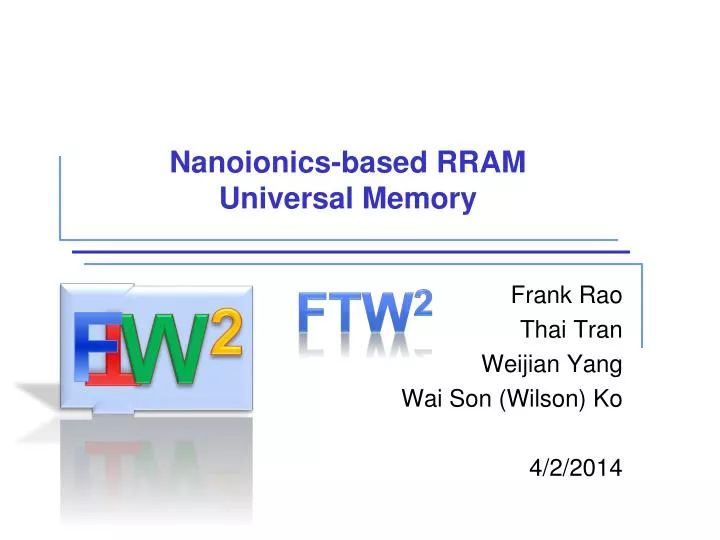 nanoionics based rram universal memory