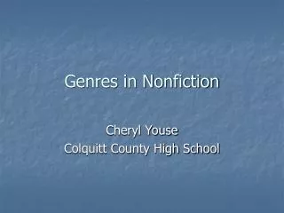 Genres in Nonfiction