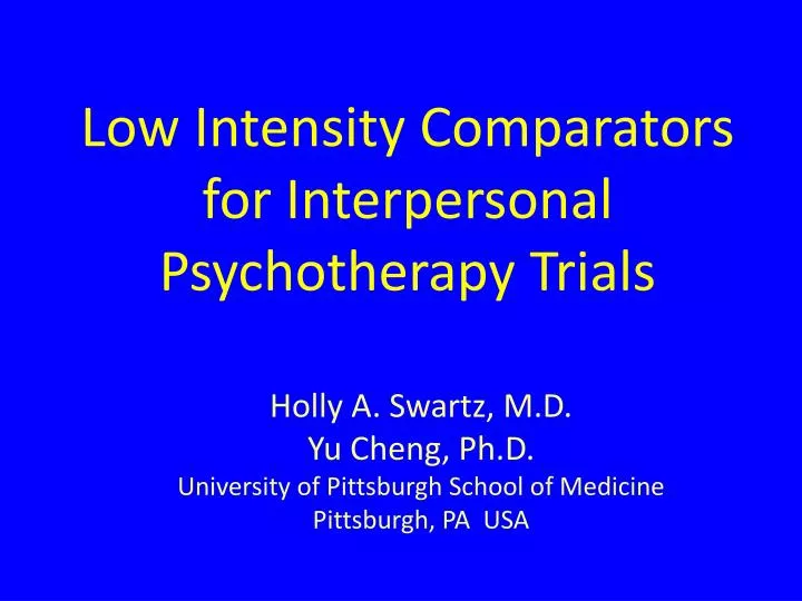 low intensity comparators for interpersonal psychotherapy trials