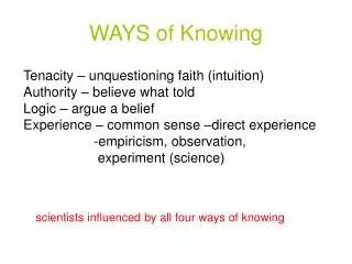 WAYS of Knowing