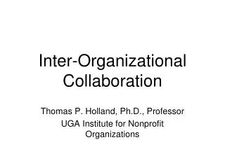 Inter-Organizational Collaboration