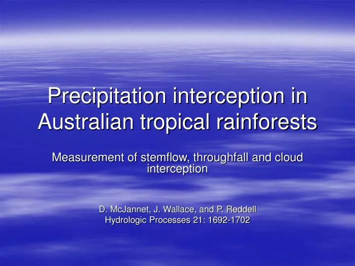 precipitation interception in australian tropical rainforests