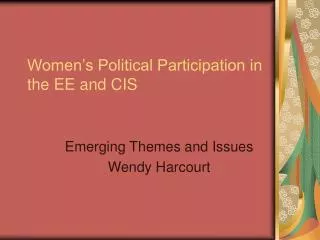 Women’s Political Participation in the EE and CIS