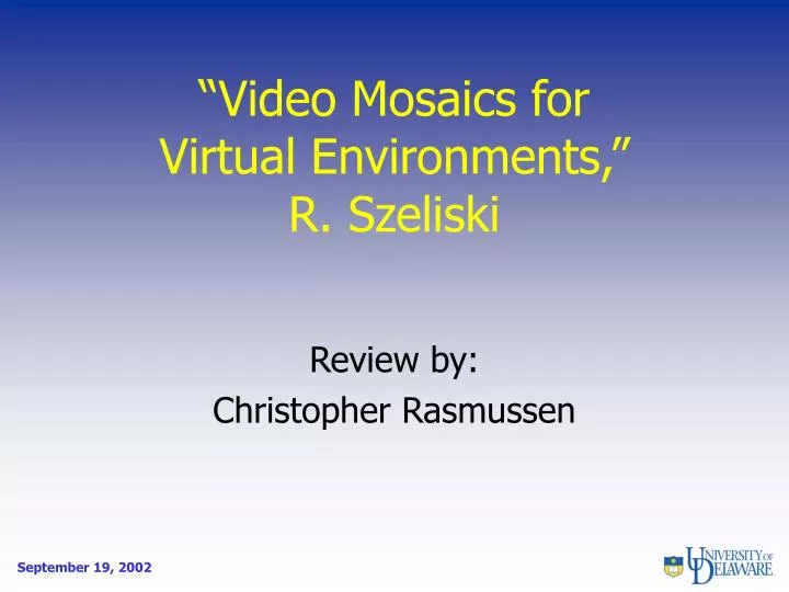 video mosaics for virtual environments r szeliski
