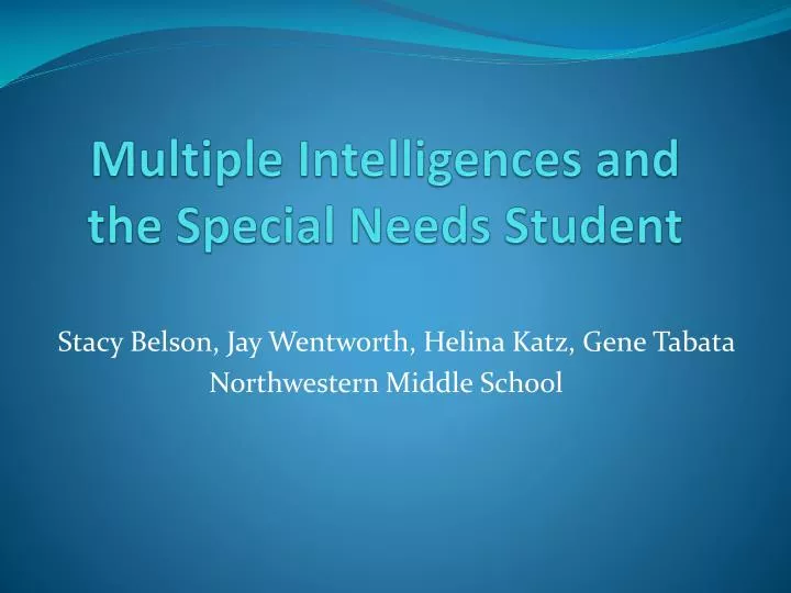 multiple intelligences and the special needs student