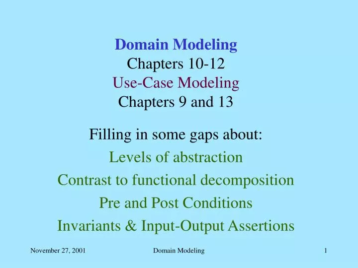 domain modeling chapters 10 12 use case modeling chapters 9 and 13