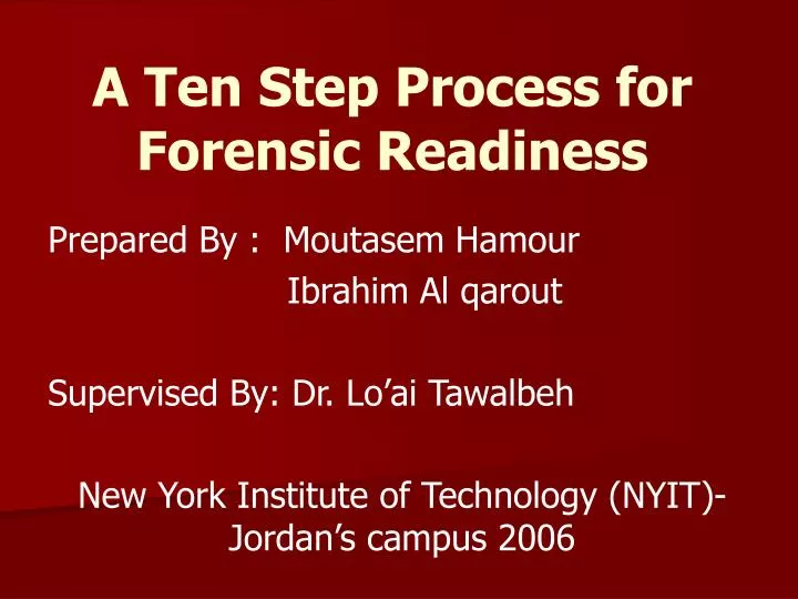 a ten step process for forensic readiness