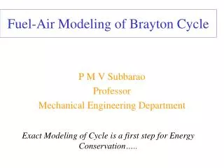 Fuel-Air Modeling of Brayton Cycle
