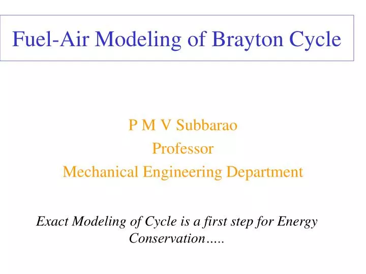 fuel air modeling of brayton cycle