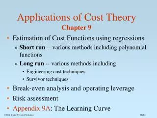 Applications of Cost Theory Chapter 9