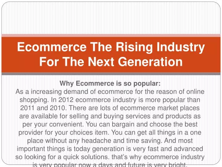 ecommerce the rising industry for the next generation