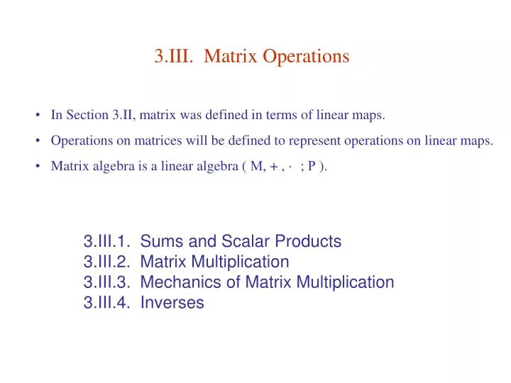 3 iii matrix operations