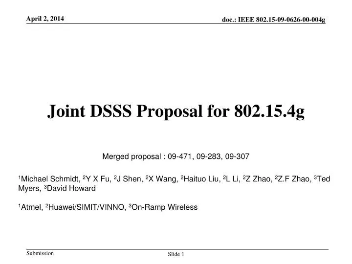 joint dsss proposal for 802 15 4g