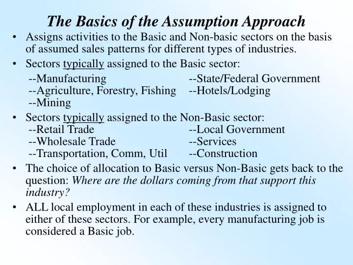 the basics of the assumption approach