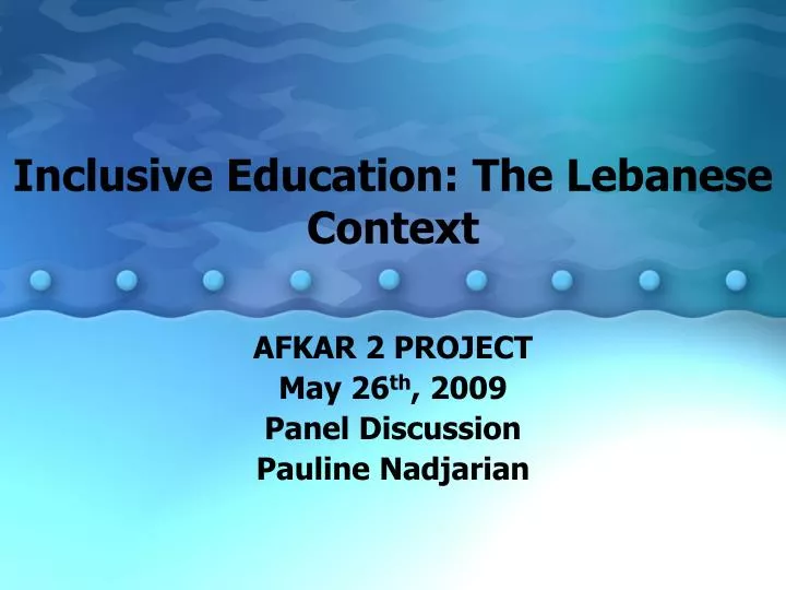 inclusive education the lebanese context