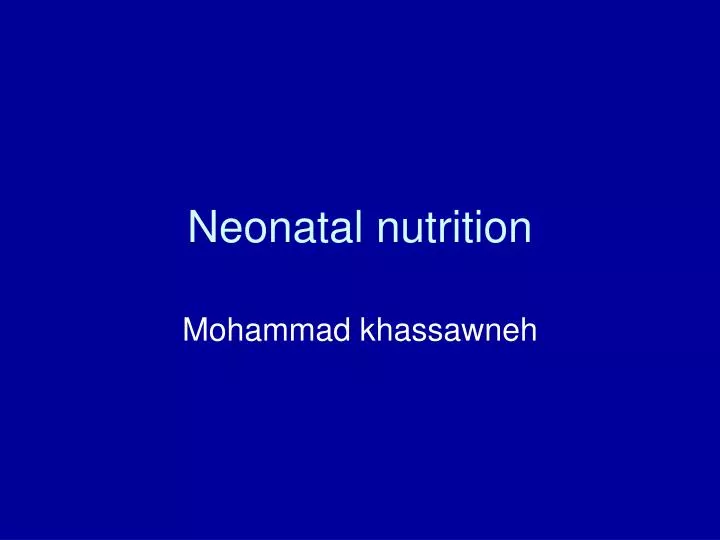 neonatal nutrition