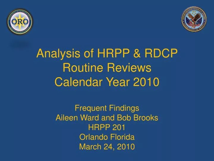 analysis of hrpp rdcp routine reviews calendar year 2010