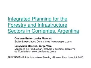 Integrated Planning for the Forestry and Infrastructure Sectors in Corrientes, Argentina