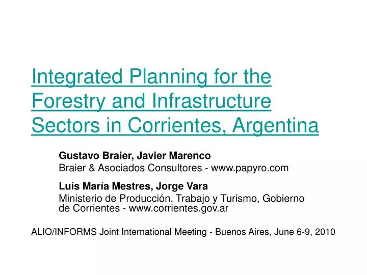 integrated planning for the forestry and infrastructure sectors in corrientes argentina
