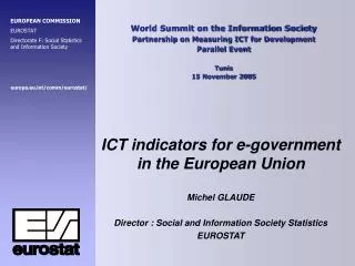 World Summit on the Information Society Partnership on Measuring ICT for Development Parallel Event Tunis 15 November 20