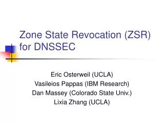 Zone State Revocation (ZSR) for DNSSEC