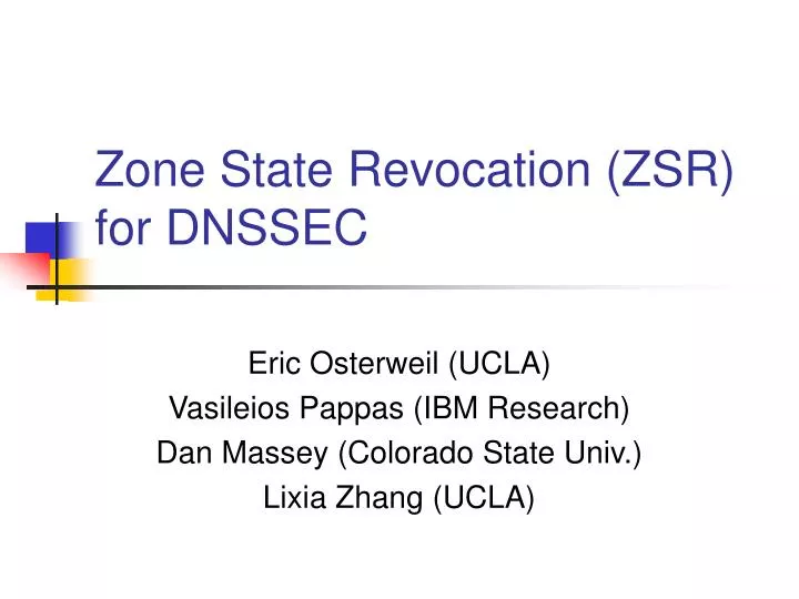 zone state revocation zsr for dnssec