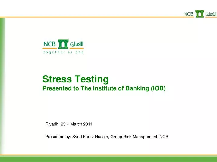 stress testing presented to the institute of banking iob