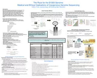 The Race for the $1000 Genome: Medical and Ethical Implications of Inexpensive Genome Sequencing Kathryn Fluss, Juyoung