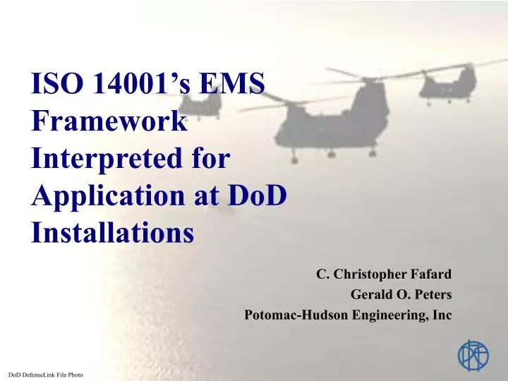 iso 14001 s ems framework interpreted for application at dod installations