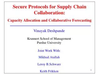 Secure Protocols for Supply Chain Collaboration: Capacity Allocation and Collaborative Forecasting