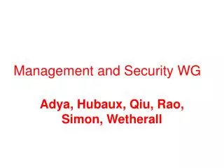 Management and Security WG