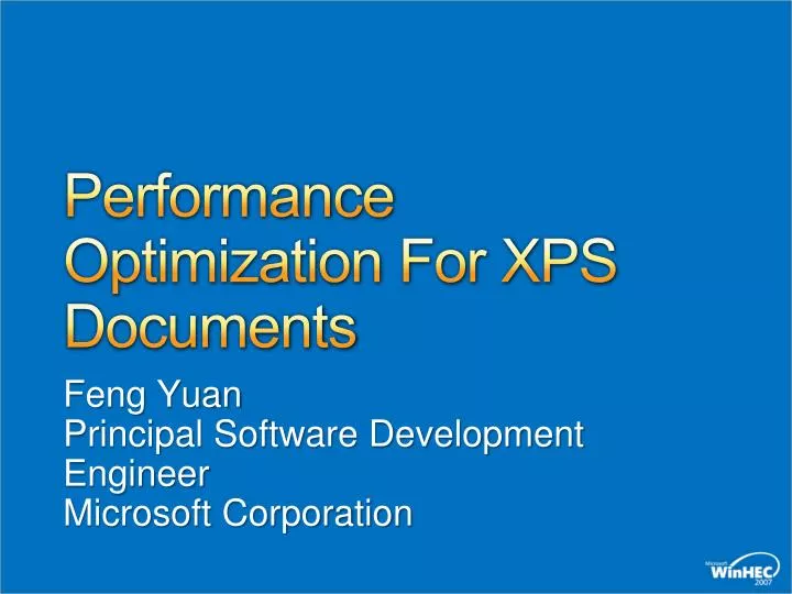 performance optimization for xps documents