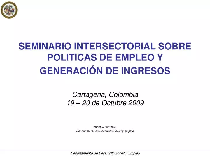 seminario intersectorial sobre politicas de empleo y generaci n de ingresos