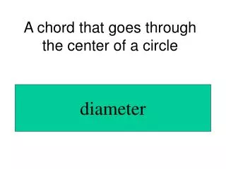 A chord that goes through the center of a circle
