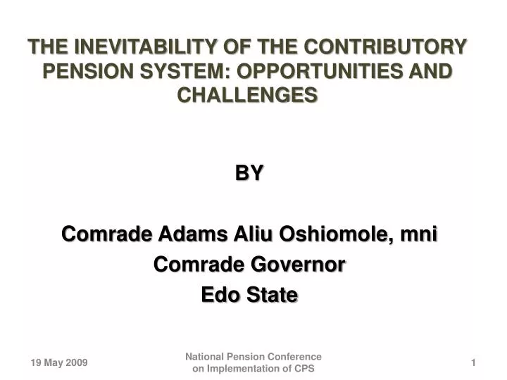 the inevitability of the contributory pension system opportunities and challenges