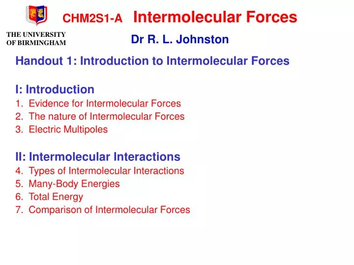 chm2s1 a intermolecular forces dr r l johnston