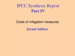 IPCC Synthesis Report Part IV