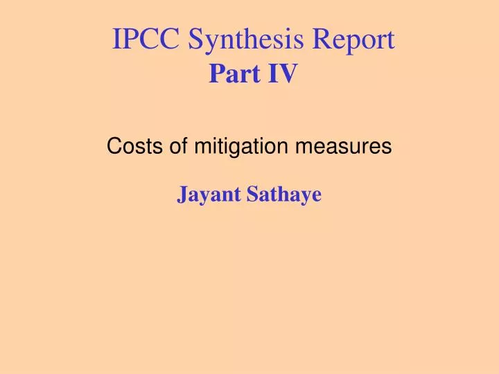 ipcc synthesis report part iv