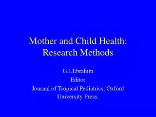 mother and child health research methods