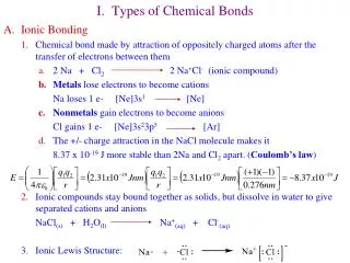 I. Types of Chemical Bonds