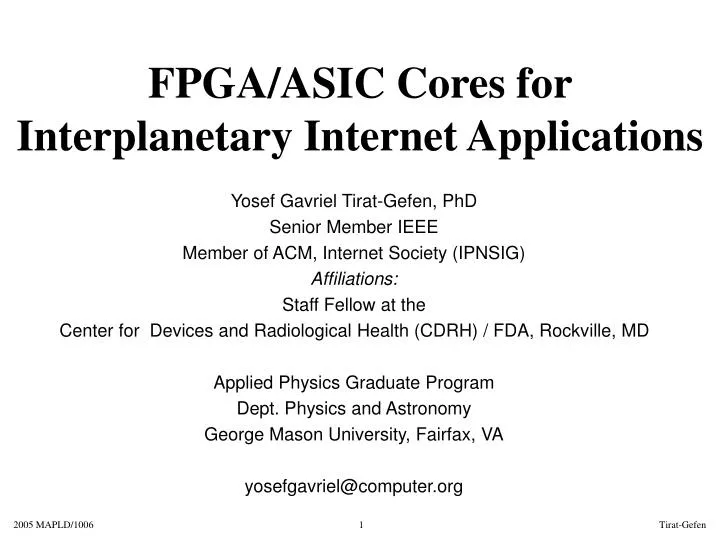 fpga asic cores for interplanetary internet applications