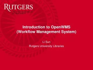 Introduction to OpenWMS (Workflow Management System)