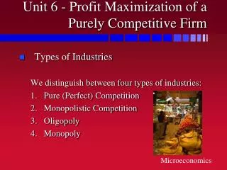 Unit 6 - Profit Maximization of a Purely Competitive Firm