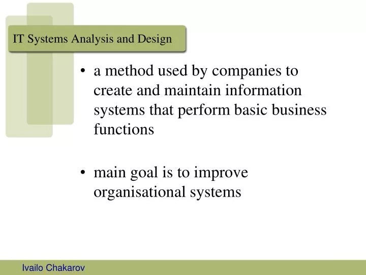 it systems analysis and design
