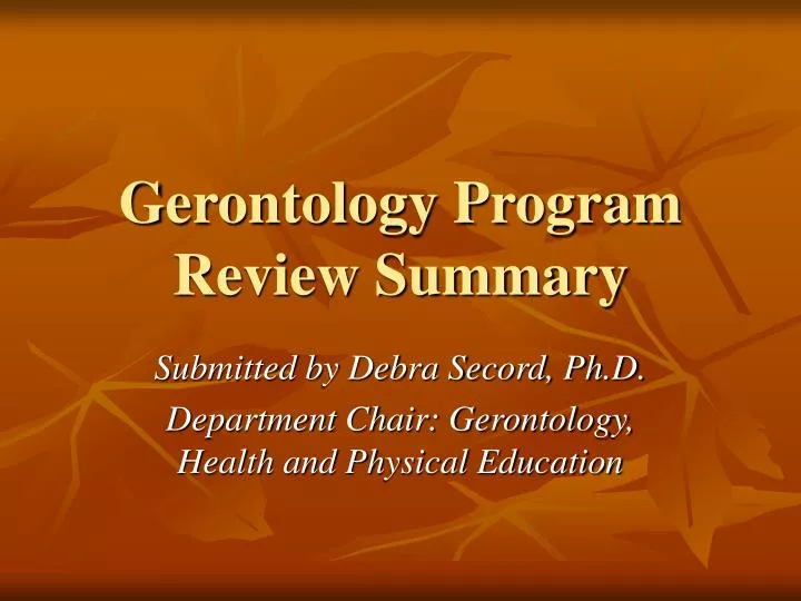 gerontology program review summary