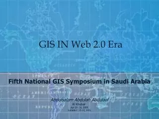 GIS IN Web 2.0 Era