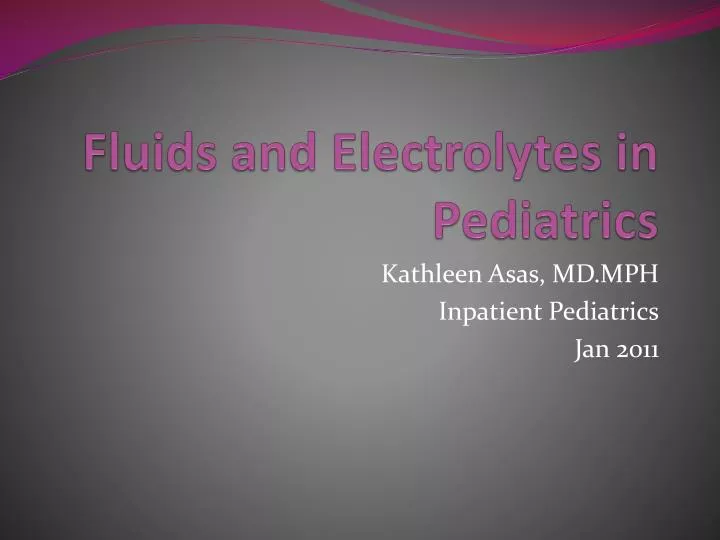 fluids and electrolytes in pediatrics